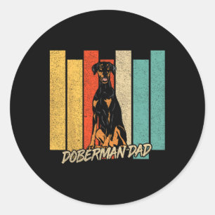 Sticker Rond Vintage naturel Oreille Doberman Chien Papa Chien