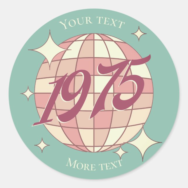 Sticker Rond Vintage né en 1975 50e anniversaire (Devant)