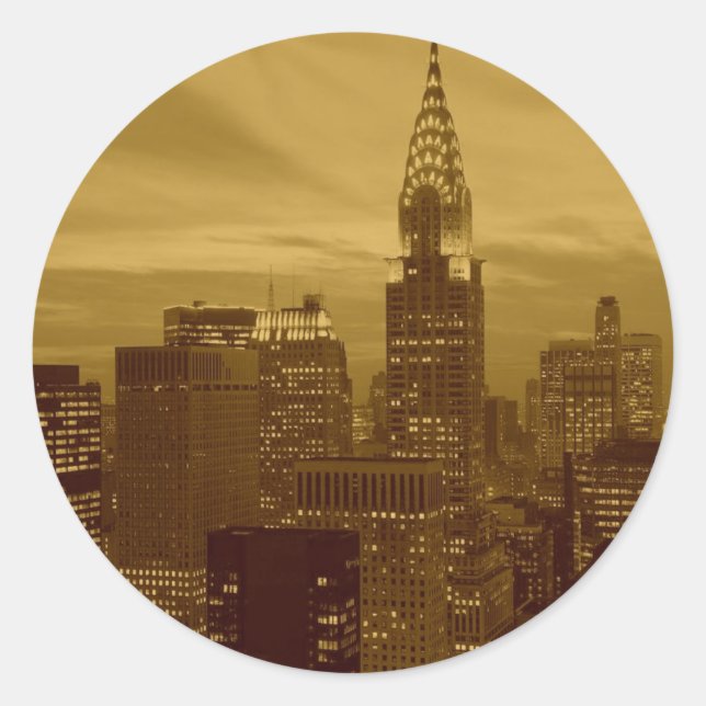 Sticker Rond Vintage New York Manhattan (Devant)