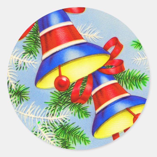 Sticker Rond Vintage Noël Noël cloches (Devant)