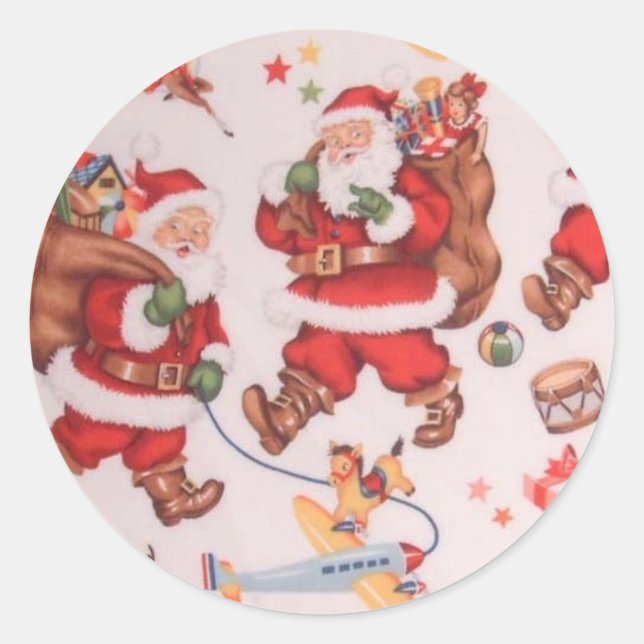 Sticker Rond Vintage Noël Père Noël (Devant)