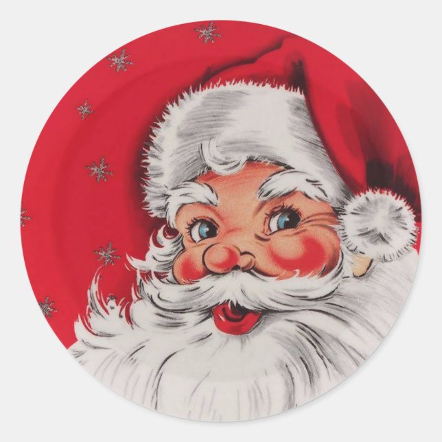 Sticker Rond Vintage Noël Père Noël (Devant)
