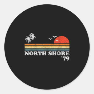 Sticker Rond Vintage North Shore Hawaii Beach les années 70 de