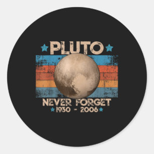 Sticker Rond Vintage N'Oubliez Jamais Pluto Drôle Rétro Astrono