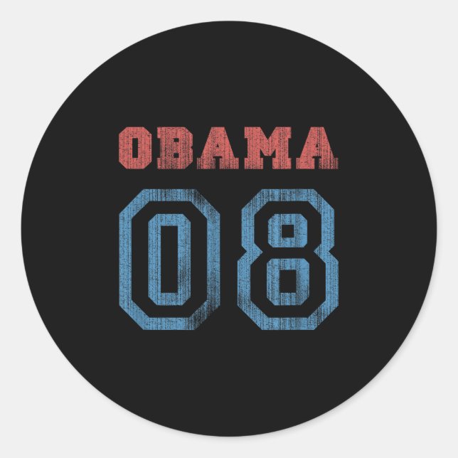 Sticker Rond Vintage Obama 08 (Devant)