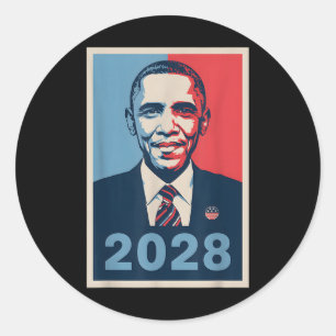 Sticker Rond Vintage Obama 2028 Un drôle d'élection politique p