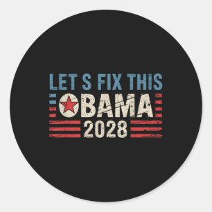 Sticker Rond Vintage Obama 2028 Un drôle d'élection politique p