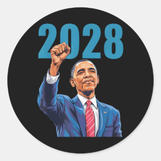 Sticker Rond Vintage Obama 2028 Un drôle d'élection politique p