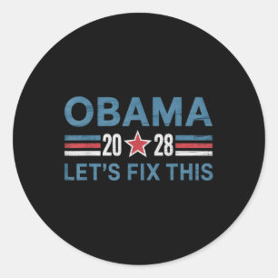 Sticker Rond Vintage Obama 2028 Un drôle d'élection politique p