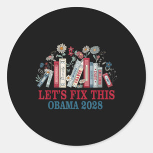 Sticker Rond Vintage Obama 2028 Un drôle d'élection politique p