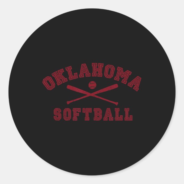 Sticker Rond Vintage Oklahoma Softball Gear  (Devant)