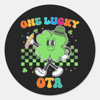 Sticker Rond Vintage One Lucky Ota St Patrick Day School Istant