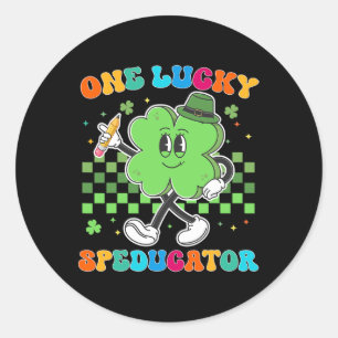 Sticker Rond Vintage One Lucky Speductor St Patrick Day School
