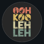Sticker Rond Vintage Ooh Koo Leh Leh Retro Guitar Hawaiian Uke<br><div class="desc">Vintage Ooh Koo Leh Leh Retro Guitar Hawaiian Uke Acoustic Gift. Perfect gift for your dad,  mom,  papa,  men,  women,  friend and family members on Thanksgiving Day,  Christmas Day,  Mothers Day,  Fathers Day,  4th of July,  1776 Independent day,  Veterans Day,  Halloween Day,  Patrick's Day</div>