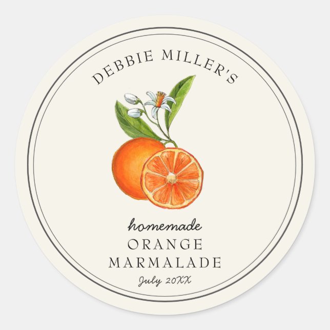 Sticker Rond Vintage Orange Marmalade Confiture maison (Devant)