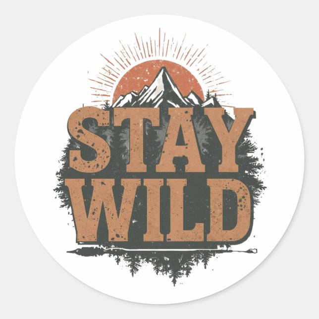 Sticker Rond Vintage Outdoor Nature Quote (Devant)