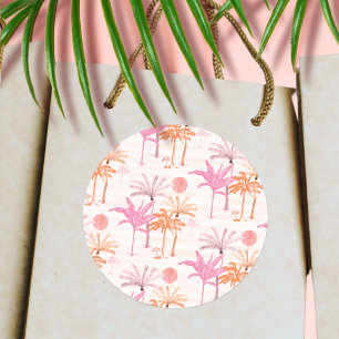 Sticker Rond Vintage Palm Tree Mariage tropical
