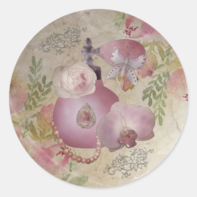 Sticker Rond Vintage Parfüm (Devant)