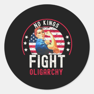 Sticker Rond Vintage Pas de rois combattent l'oligarchie Femme