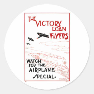 Sticker Rond Vintage Patriotique, Victory Loan Avions