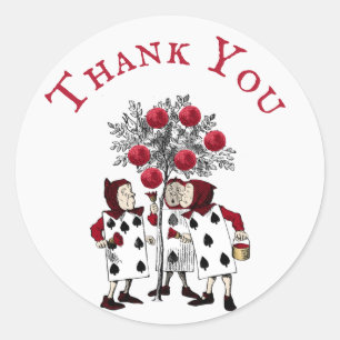 Sticker Rond Vintage peinture rouge au Merci Rose