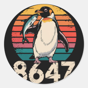 Sticker Rond Vintage Penguin 86 47 Protestation - 8647 Penguin