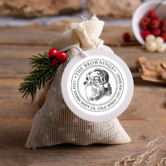 Sticker Rond Vintage Père Noël Adresse de Noël