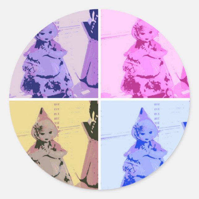 Sticker Rond Vintage Petit Chaperon Rouge (Devant)