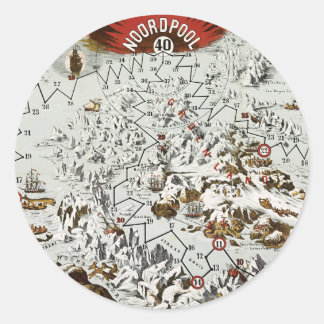 Sticker Rond Vintage Pôle Nord Ancien Monde Carte Antique