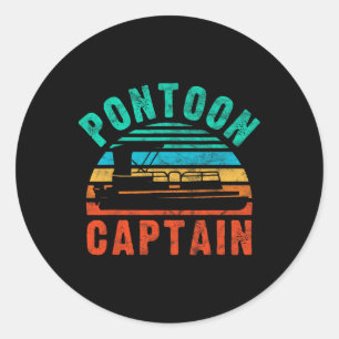 Sticker Rond Vintage Ponton Capitaine Bateau Bateau Bateau Bate