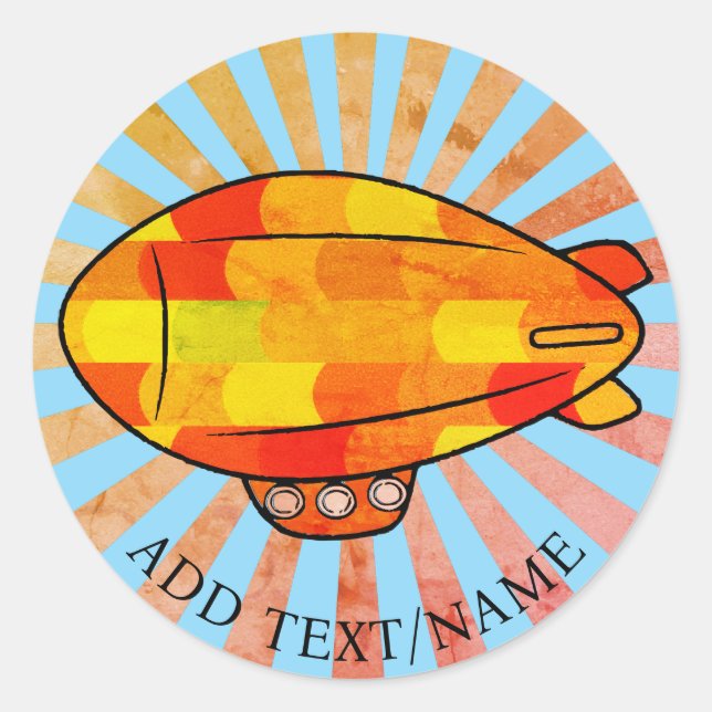 Sticker Rond Vintage Print Blimon Ballon Sunny Sky (Devant)