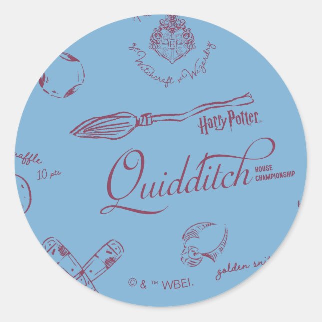 Sticker Rond Vintage QUIDDITCH™ Sketch Pattern (Devant)
