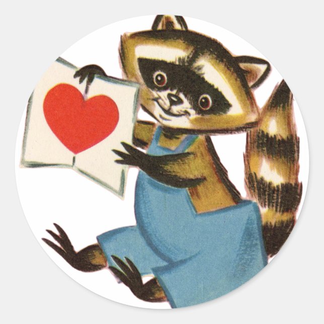 Sticker Rond Vintage Raccoon (Devant)