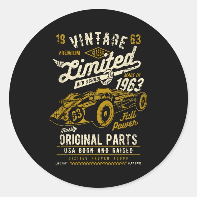 Sticker Rond Vintage Race Car Design  (Devant)