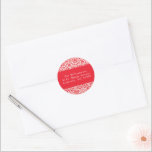 Sticker Rond Vintage Red Damas Custom Christmas Adresse de reto<br><div class="desc">Vintage Red Damask Festive Custom Joyeux Noël Classic Retour Adresse Classic Round Sticker</div>