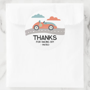 Sticker Rond Vintage Red Fast One Voiture Fête d'anniversaire F