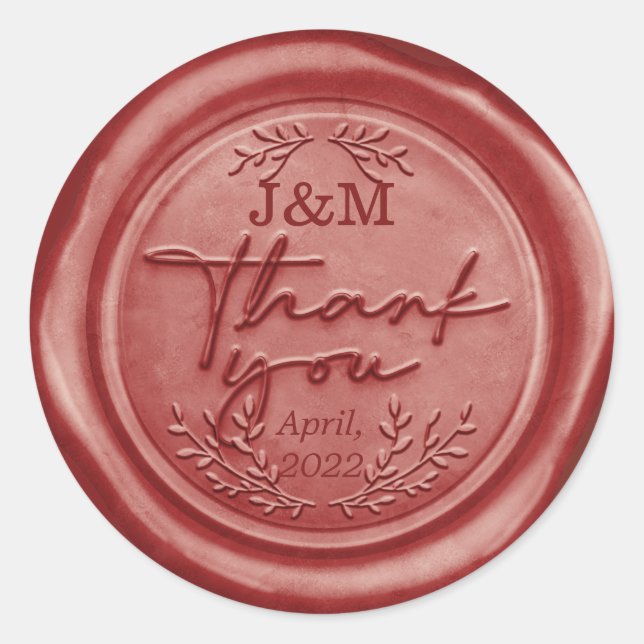 Sticker Rond Vintage Red Rubber Wax merci (Devant)