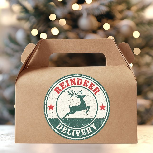 Sticker Rond Vintage Reindeer Delivery Christmas  (Créateur téléchargé)