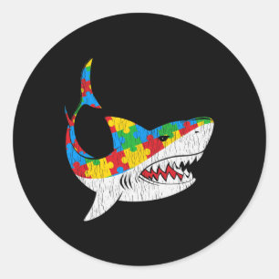 Sticker Rond Vintage requin Puzzle Autistique Enfants Autisme P
