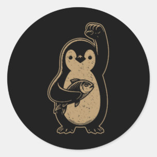 Sticker Rond Vintage Résistez à l'activisme des pingouins contr