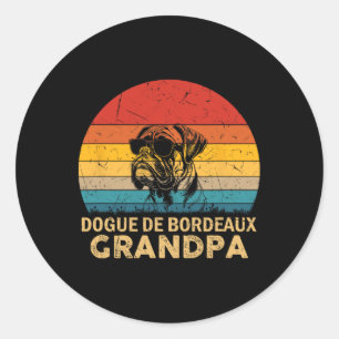Sticker Rond Vintage Retro Dogue De Bordeaux Grand-Père Chien F