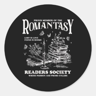 Sticker Rond Vintage Retro Fier Membre Du Lecteur Romantasy