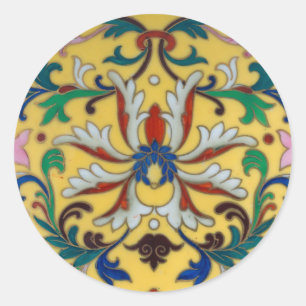 Sticker Rond Vintage rétro Floral Minton Carrelage Botanique