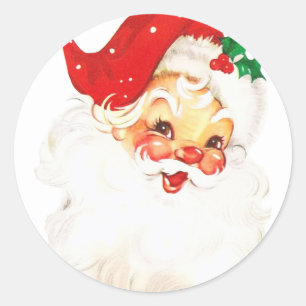 Sticker Rond Vintage Retro Jolly Vieux Noël du Père Noël