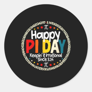 Sticker Rond Vintage Retro Joyeux Jour Pi Garder Il Irrationnel
