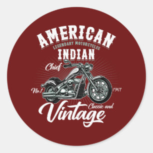 Sticker Rond Vintage Retro Old Biker Moto American