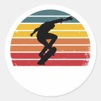 Sticker Rond Vintage Retro Skateboarding