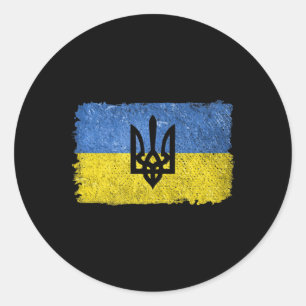Sticker Rond Vintage Retro Ukraine Patriote de la fierté du dra