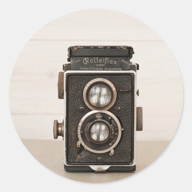 Sticker Rond Vintage Rolleiflex (Devant)