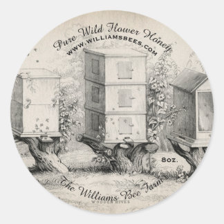 Sticker Rond Vintage rond ruches d'abeille Stick de pot de miel